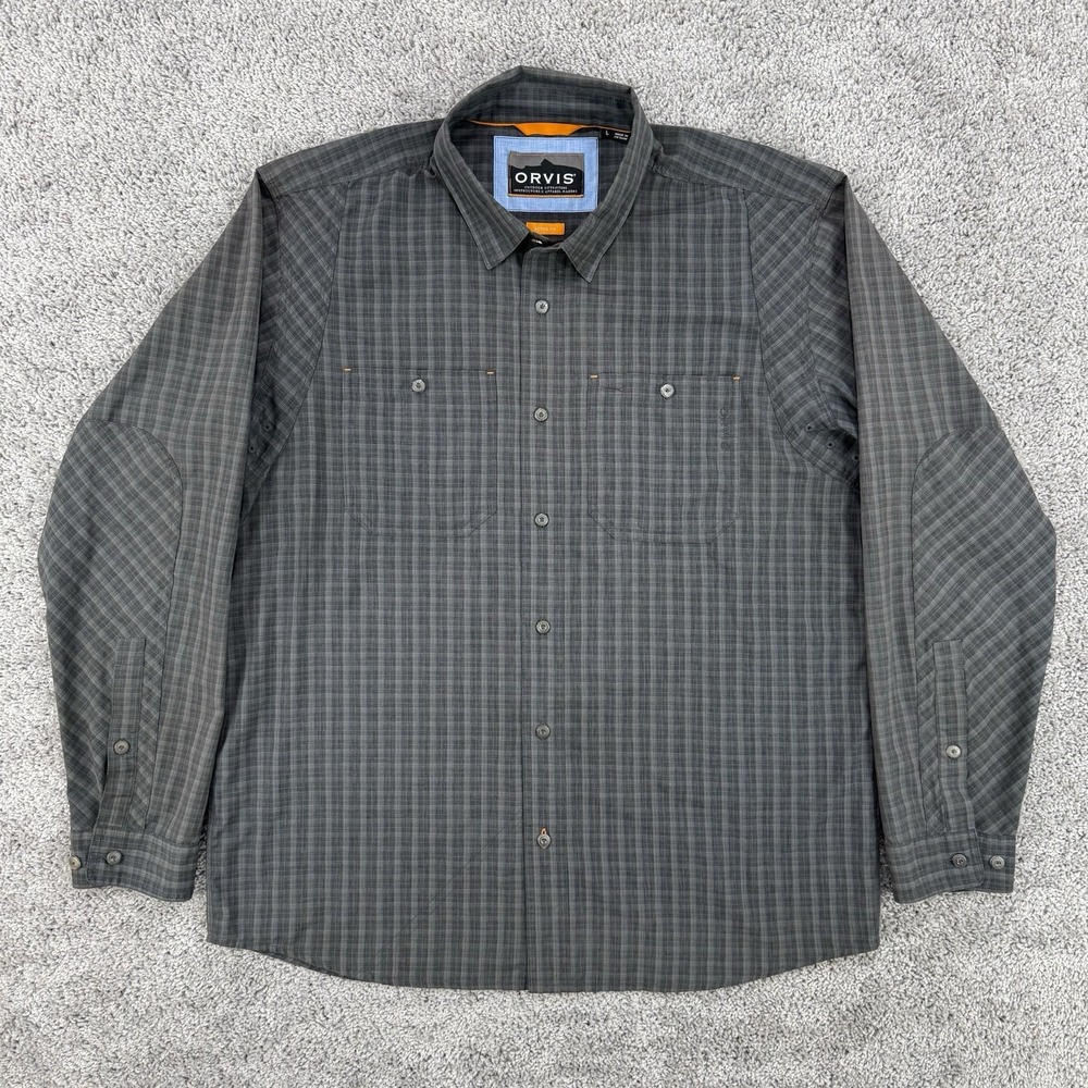 Orvis Tech Chambray Shirt Men's L Blue Long Sleeve Button Down Fishing Outdoors